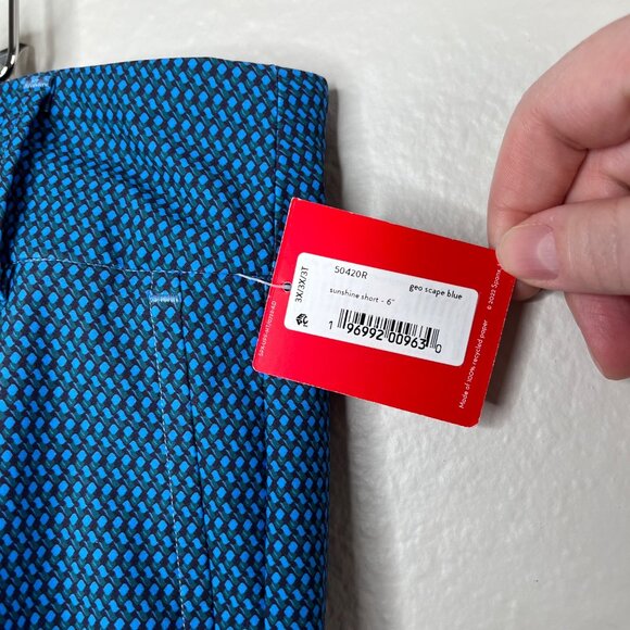 Spanx Sunshine Solutions 6'" Geo Scape Blue Shorts Plus Size  3X - Picture 3 of 10